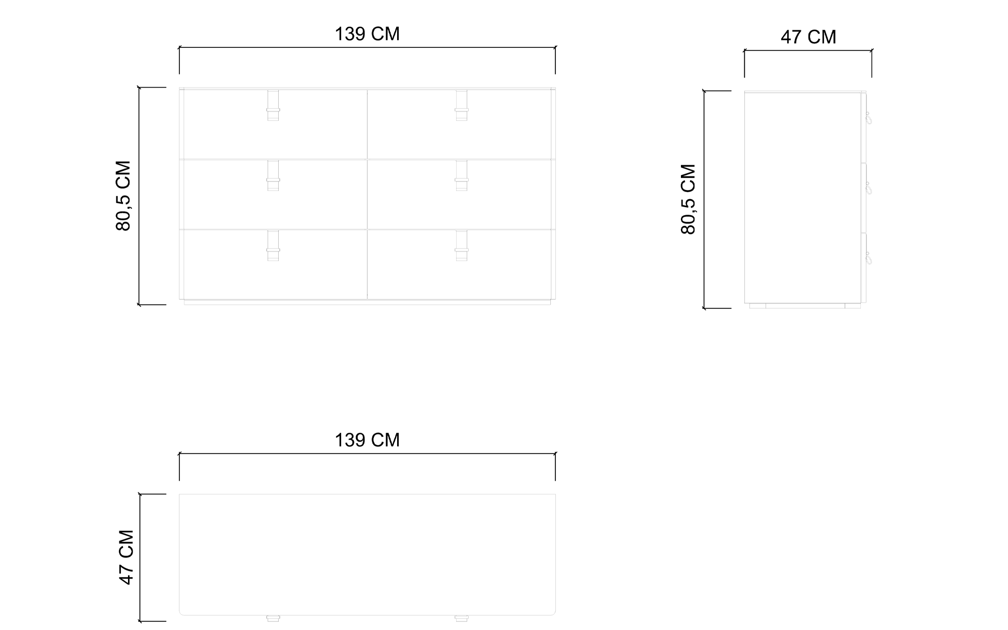 Комод LETRA 6 ящиков - 140см