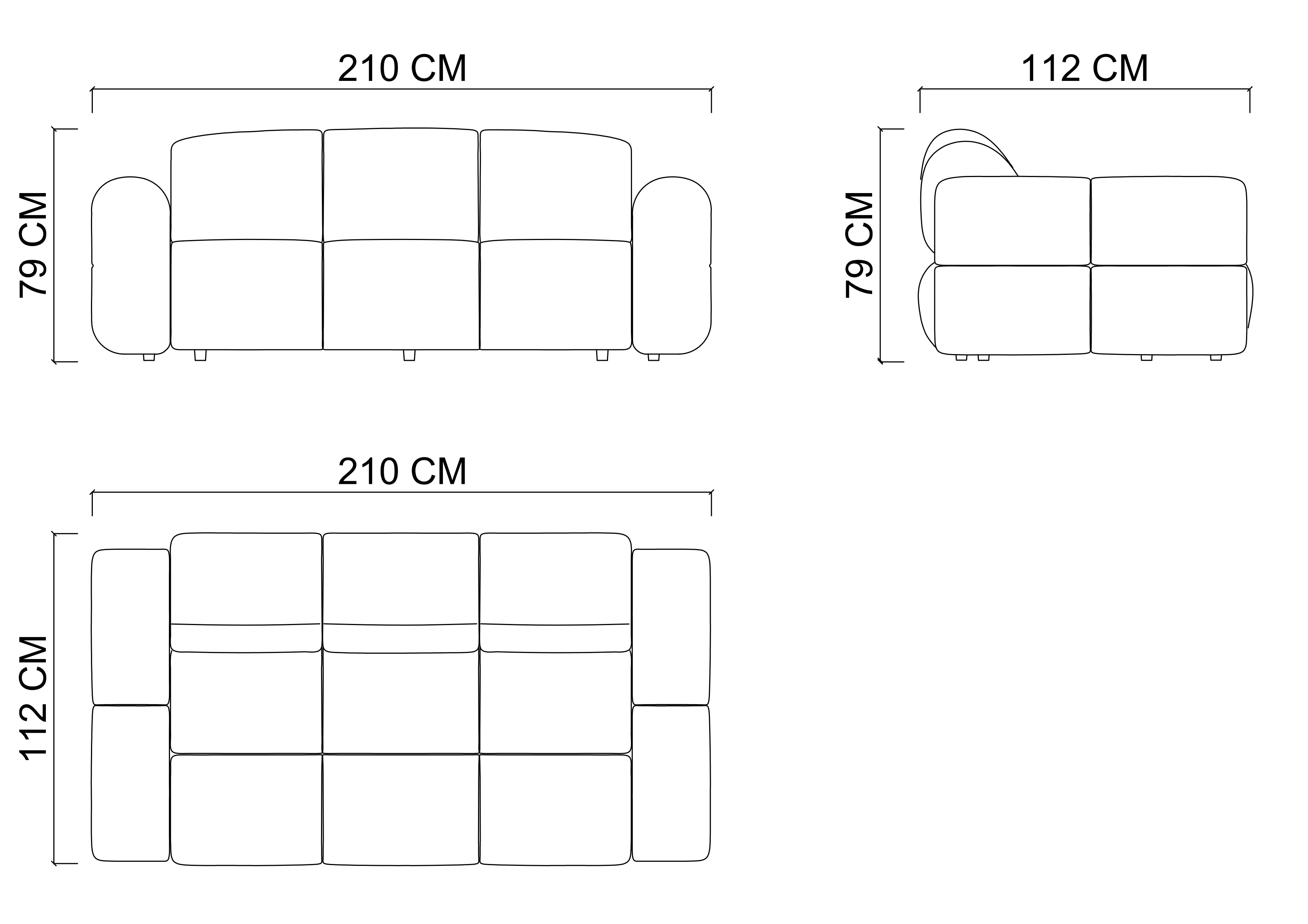 Диван BUMA 2-х мест. - 210 см