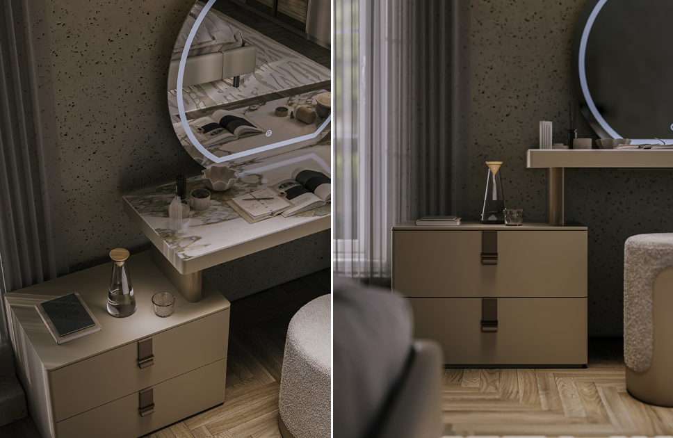 Стол туалетный LETRA 166см, с тумбой и зеркалом