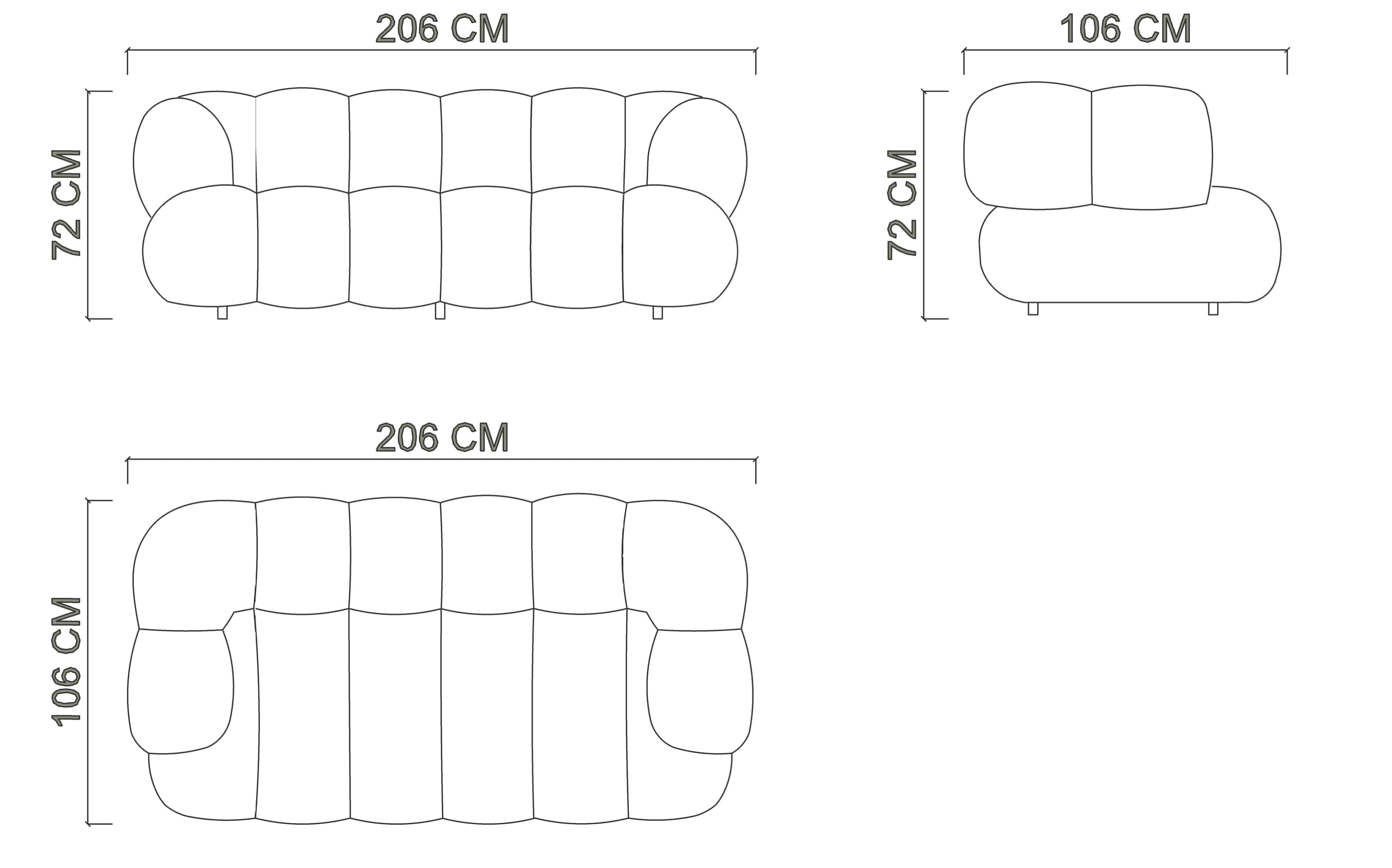 Диван LIA 2-х мест. - 206см