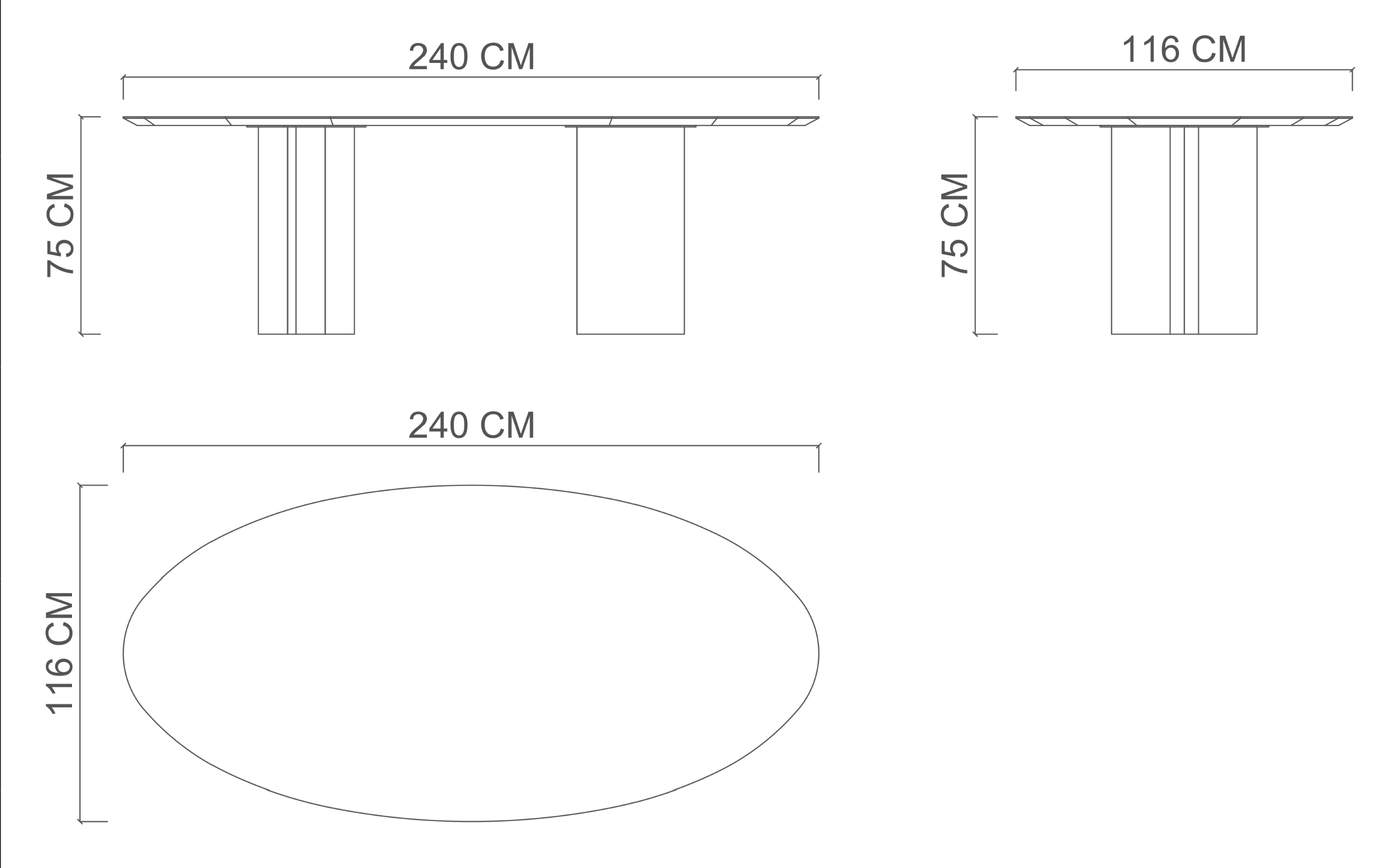 Стол овальный VALENCIA 240см, с керамической столешницей