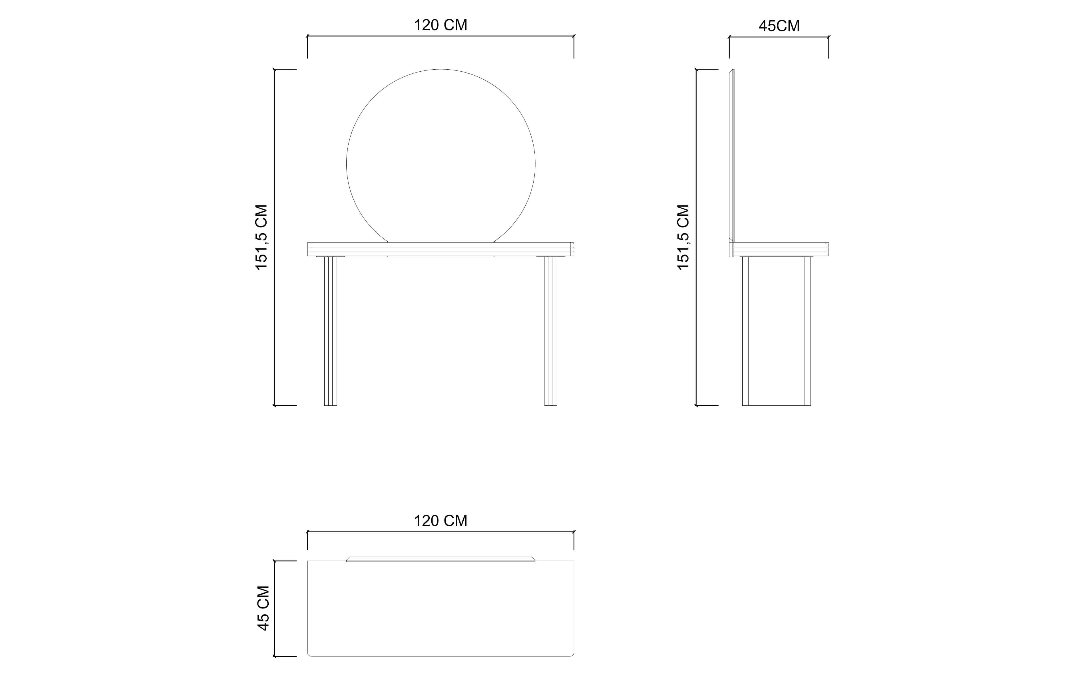 Стол туалетный LETRA 125см, с зеркалом