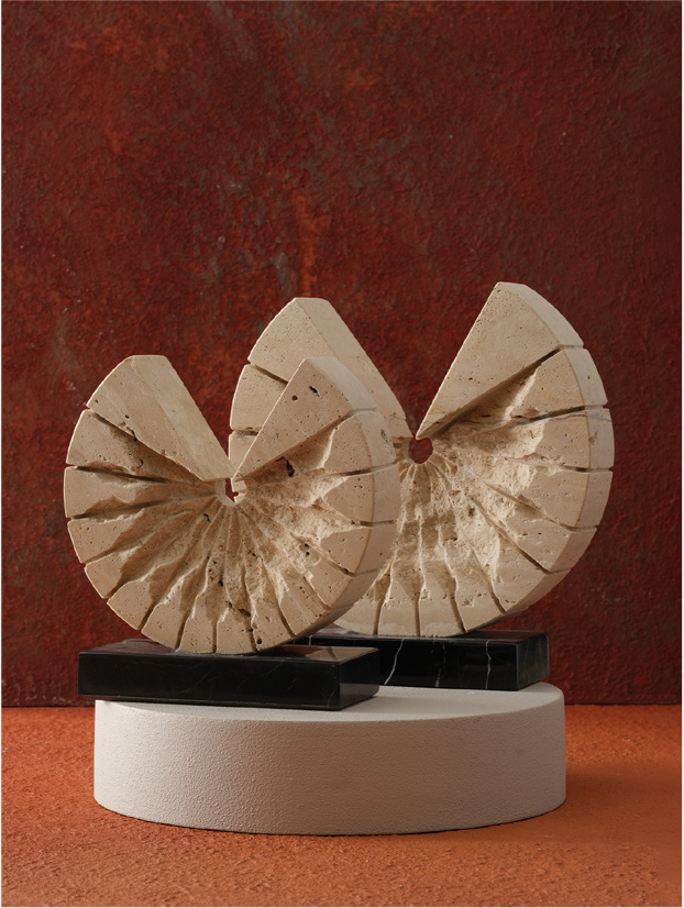 Traverten Yarım Ay Büst Dekor