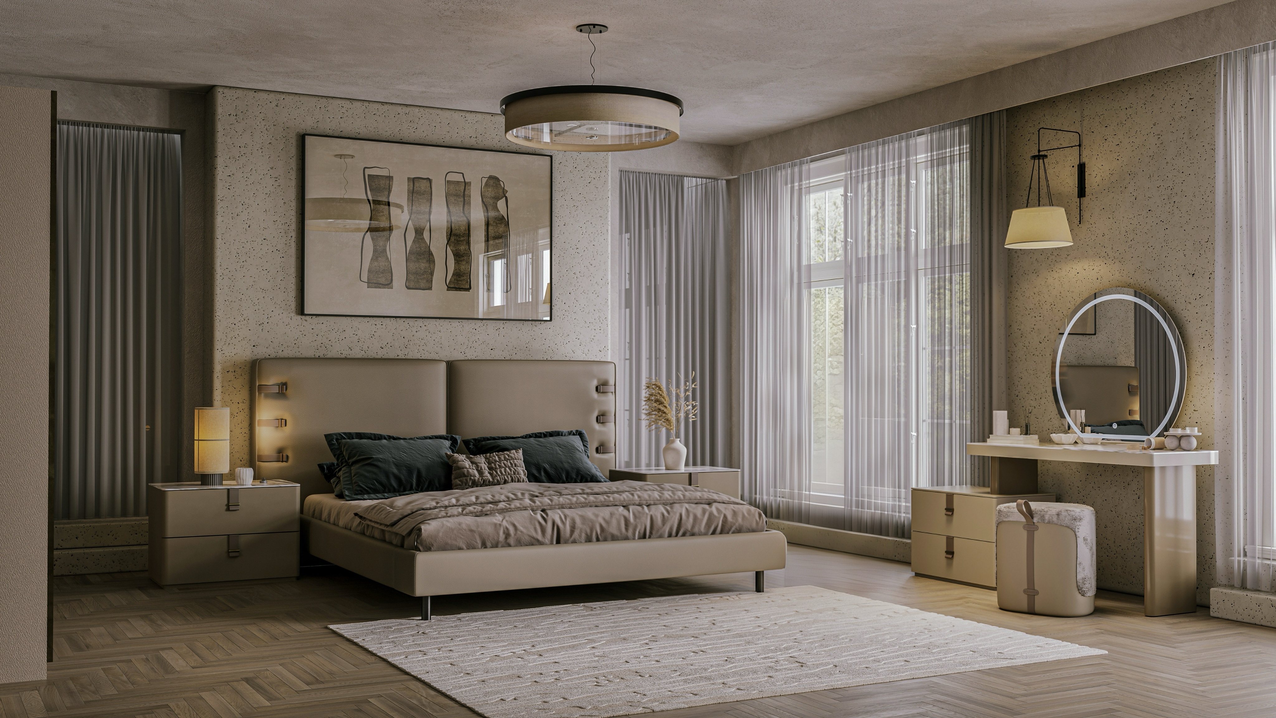 Стол туалетный LETRA 166см, с тумбой и зеркалом