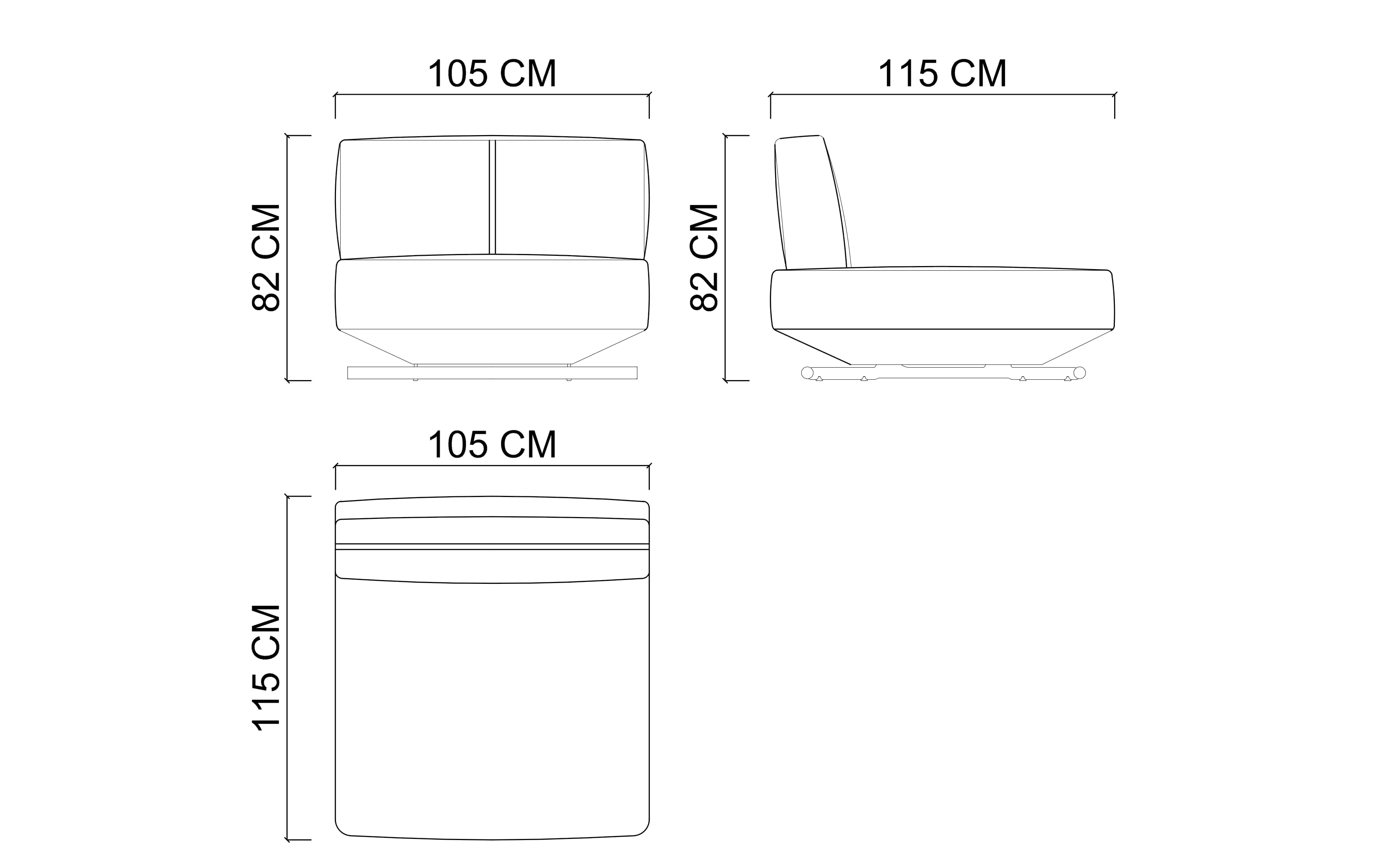 MILA модуль без подлокотников - 105см
