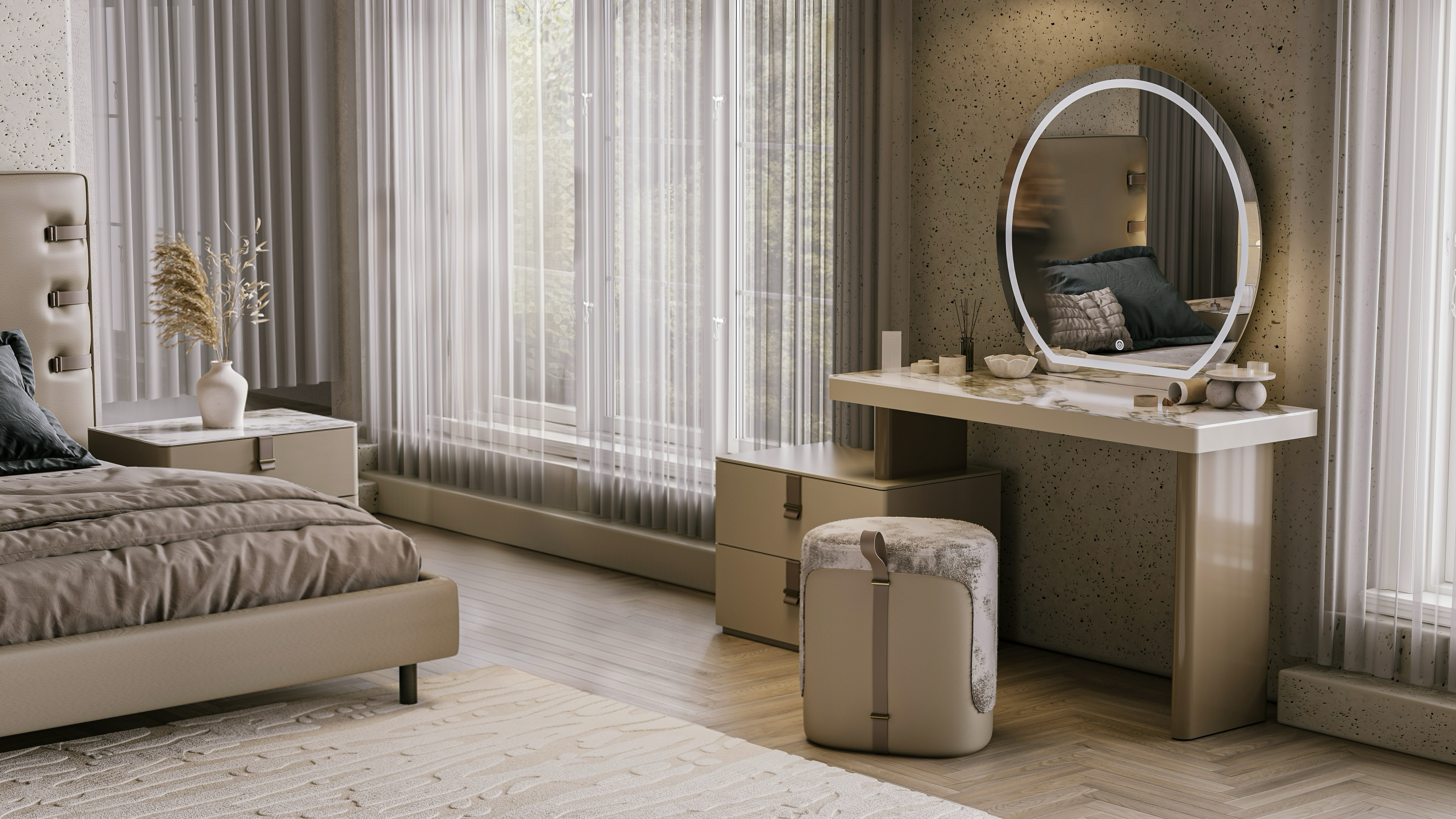 Спальня LETRA с кроватью на ножках