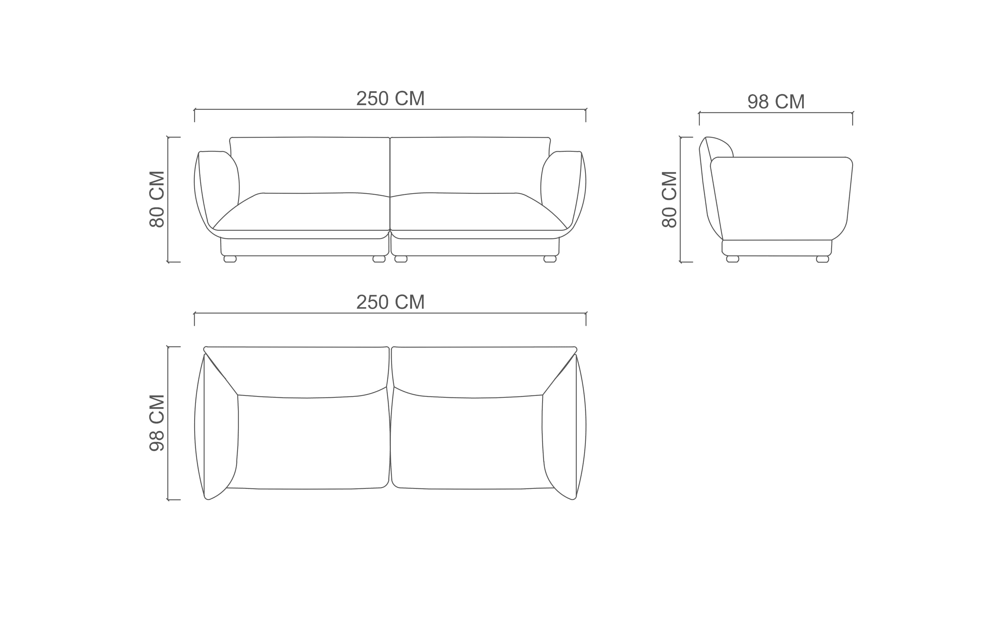 Диван 3-х местный 250см LORETTA
