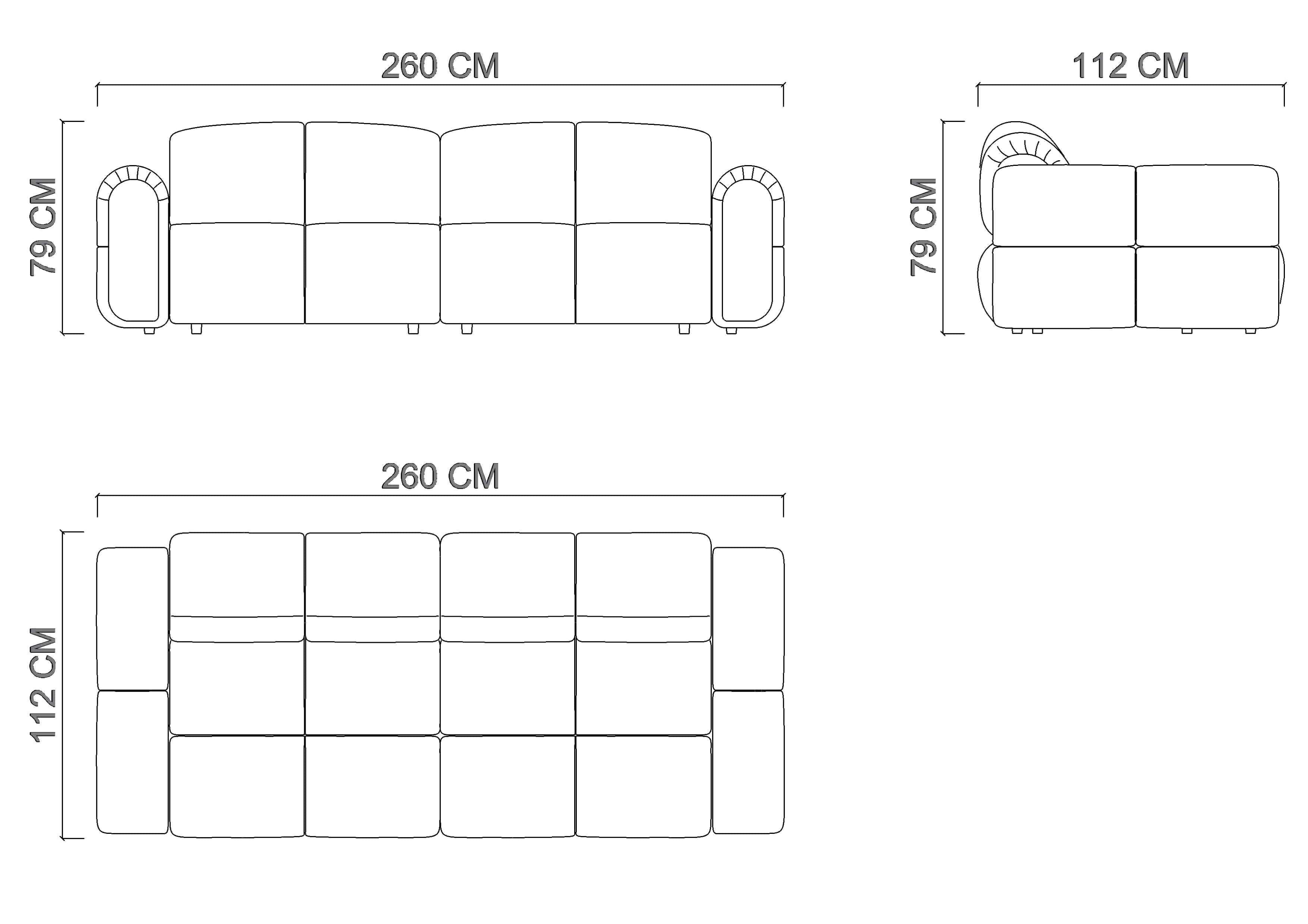 Диван BUMA 3-х мест. - 260 см