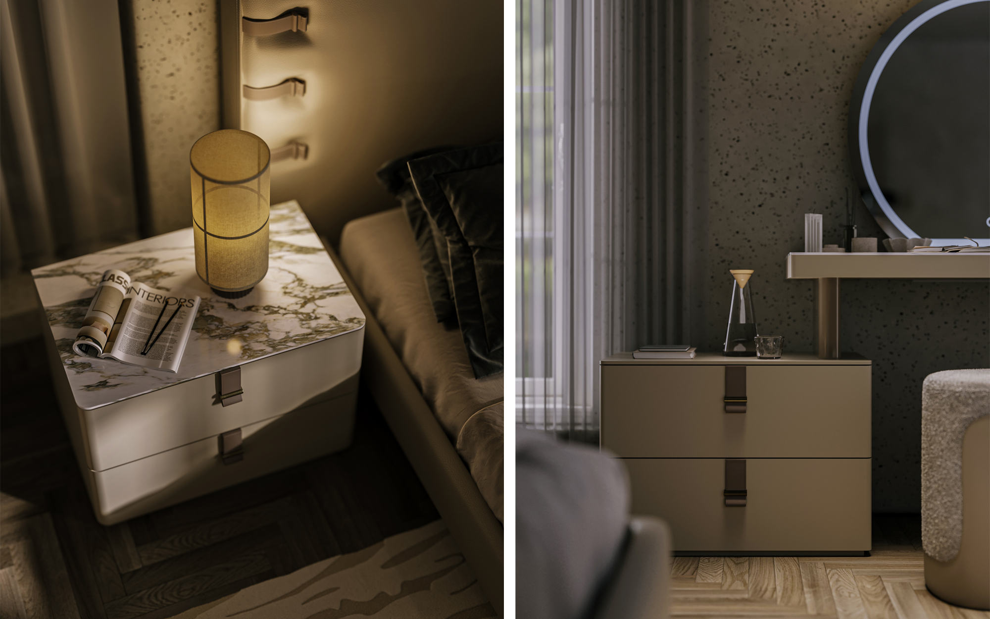 Спальня LETRA с кроватью на ножках